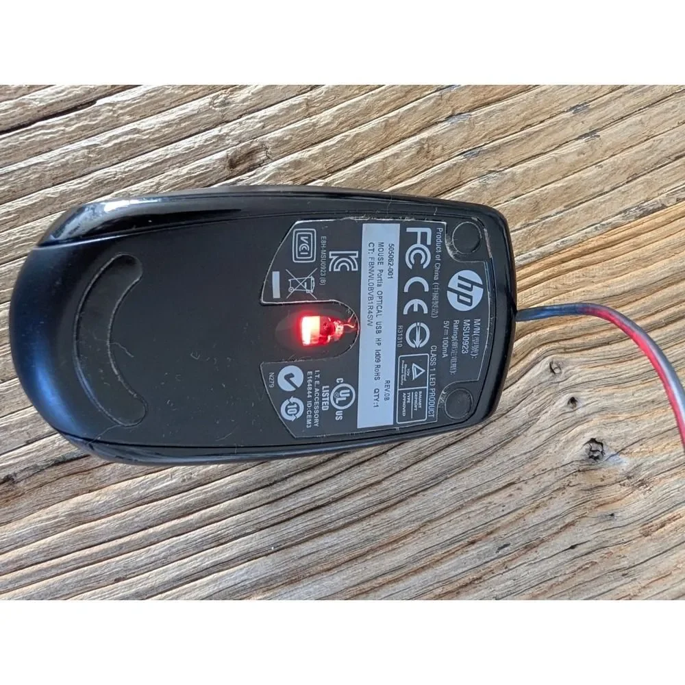 HP MSU0923 Wired Optical USB Mouse Black 505062-001 Portia